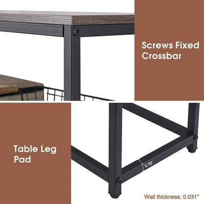 White / Brown 3-Tier Open Shelf Narrow Console Table – 1 Person Assembly