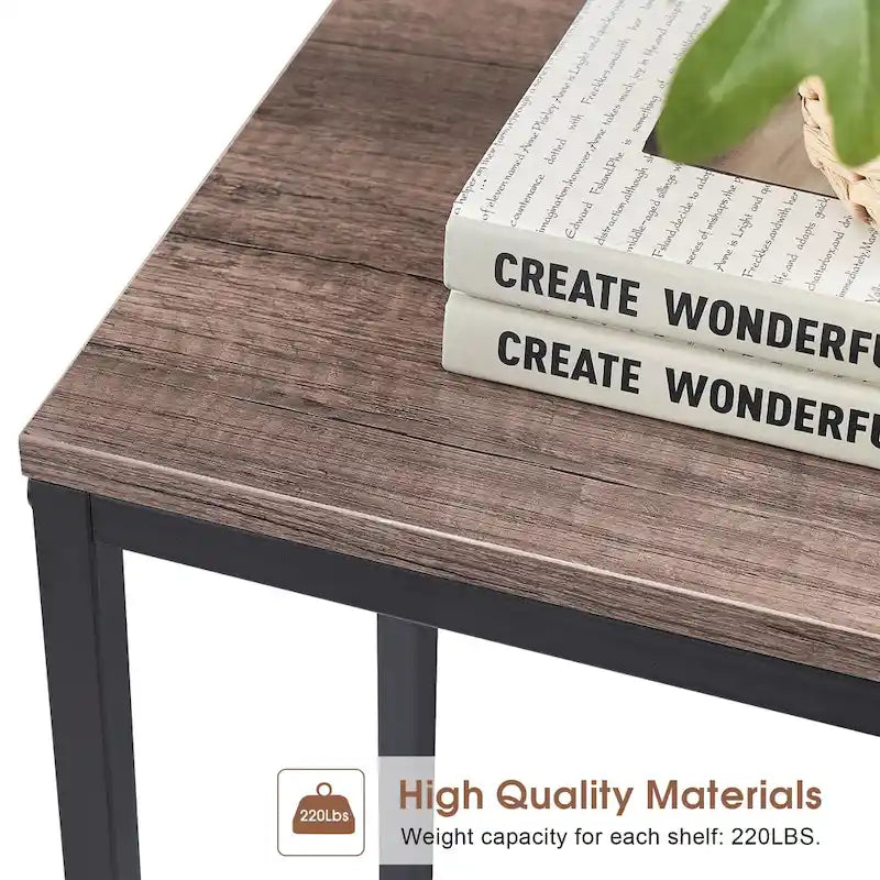 White / Brown 3-Tier Open Shelf Narrow Console Table – 1 Person Assembly