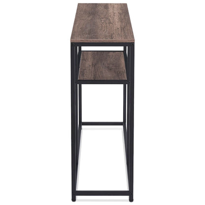 White / Brown 3-Tier Open Shelf Narrow Console Table – 1 Person Assembly