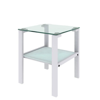 Two-Tier Round Glass Side Table – White / Black / Grey, Single Use