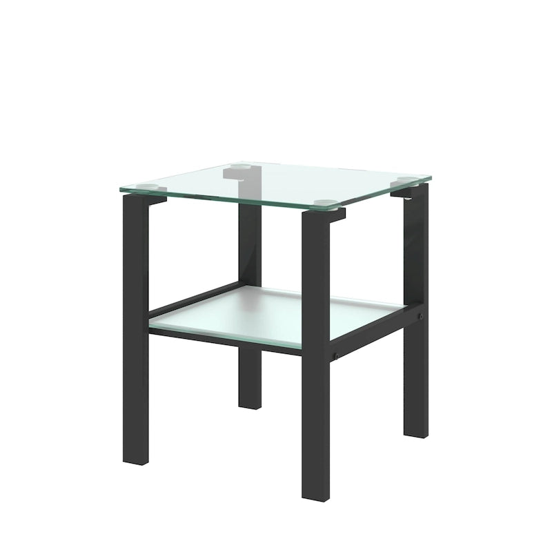 Two-Tier Round Glass Side Table – White / Black / Grey, Single Use