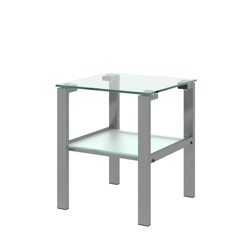 Two-Tier Round Glass Side Table – White / Black / Grey, Single Use
