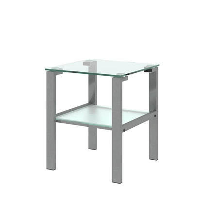 Two-Tier Round Glass Side Table – White / Black / Grey, Single Use
