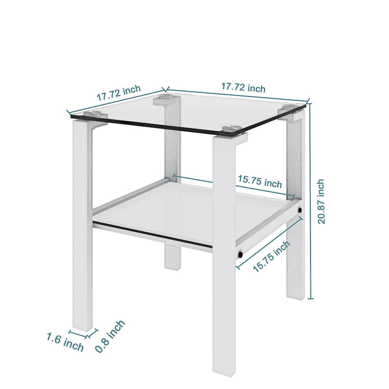 Two-Tier Round Glass Side Table – White / Black / Grey, Single Use