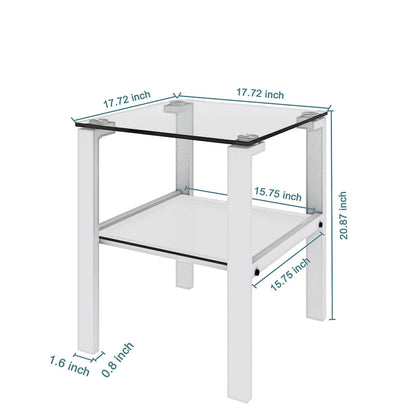 Two-Tier Round Glass Side Table – White / Black / Grey, Single Use