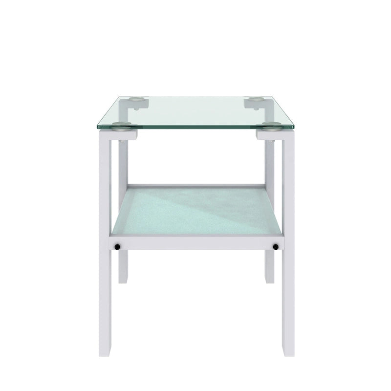 Two-Tier Round Glass Side Table – White / Black / Grey, Single Use