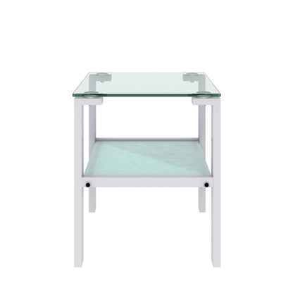 Two-Tier Round Glass Side Table – White / Black / Grey, Single Use
