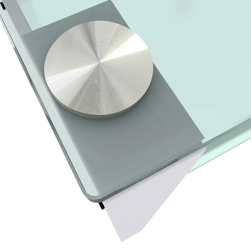 Two-Tier Round Glass Side Table – White / Black / Grey, Single Use