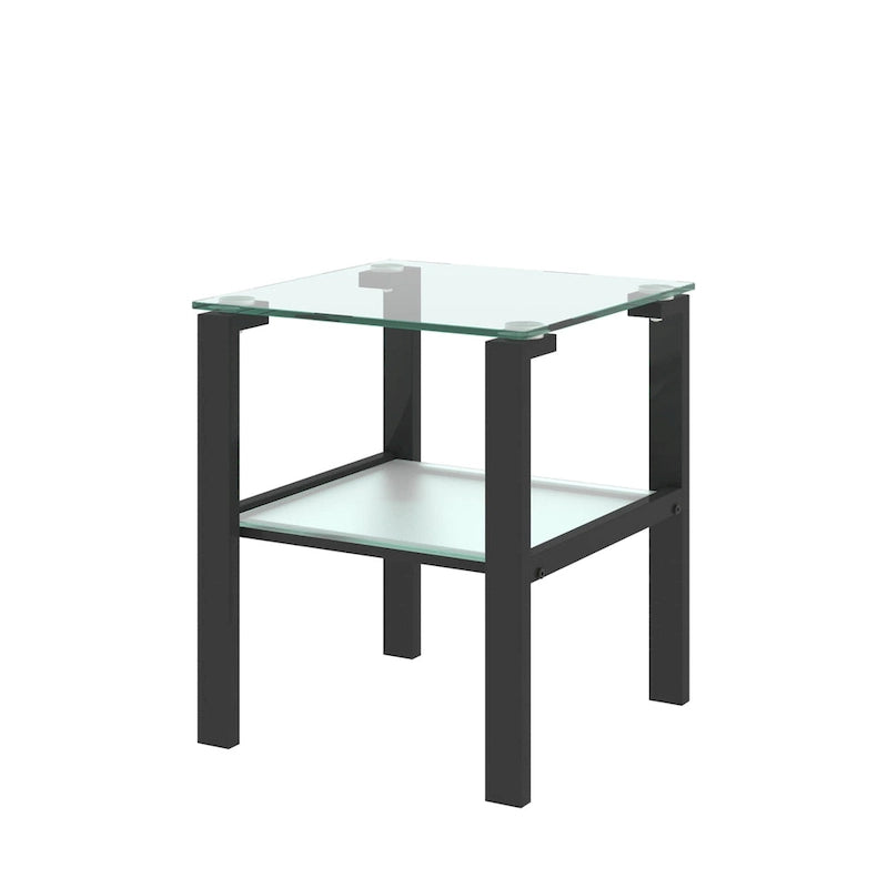 Two-Tier Round Glass Side Table – White / Black / Grey, Single Use