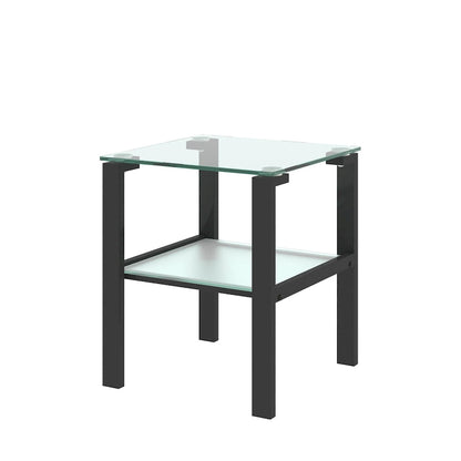Two-Tier Round Glass Side Table – White / Black / Grey, Single Use