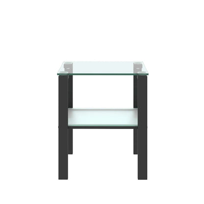 Two-Tier Round Glass Side Table – White / Black / Grey, Single Use