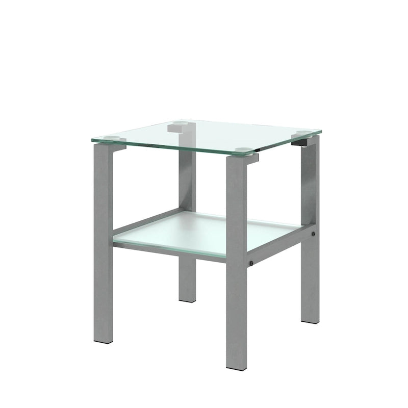Two-Tier Round Glass Side Table – White / Black / Grey, Single Use