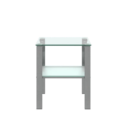 Two-Tier Round Glass Side Table – White / Black / Grey, Single Use