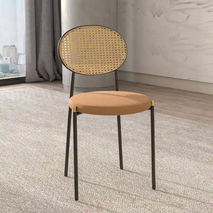 Euston Set of 2 Modern Dining Chair with Wicker Back & Upholstered Velvet Seat for Home Office Living Room & Kitchen