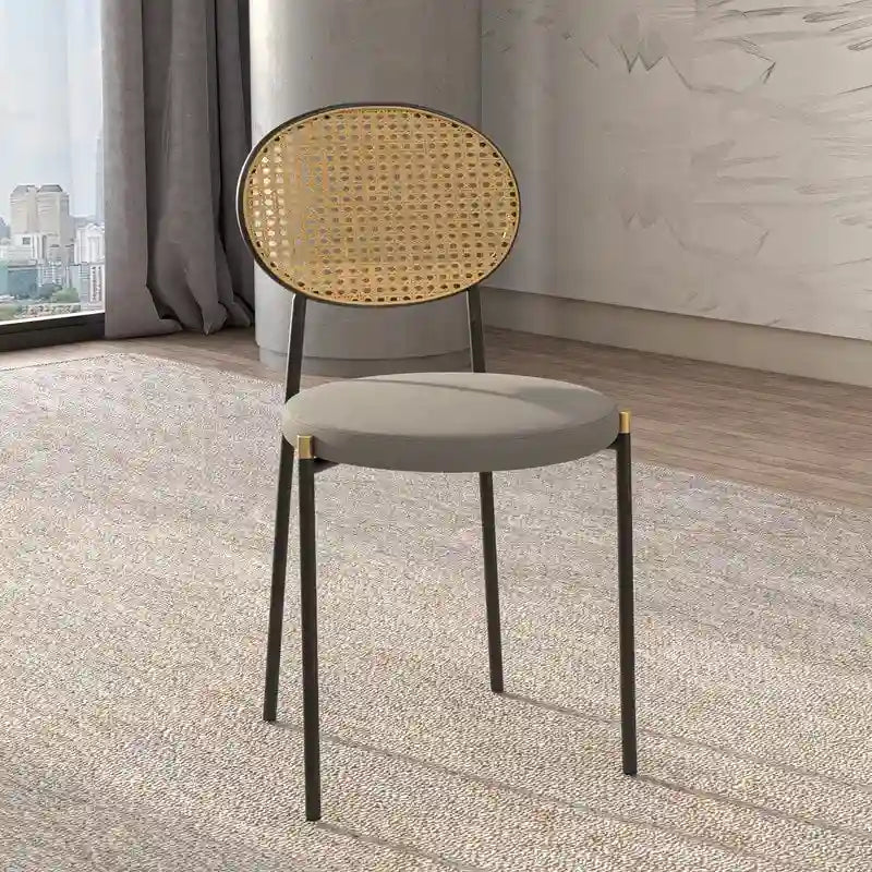 Euston Set of 2 Modern Dining Chair with Wicker Back & Upholstered Velvet Seat for Home Office Living Room & Kitchen