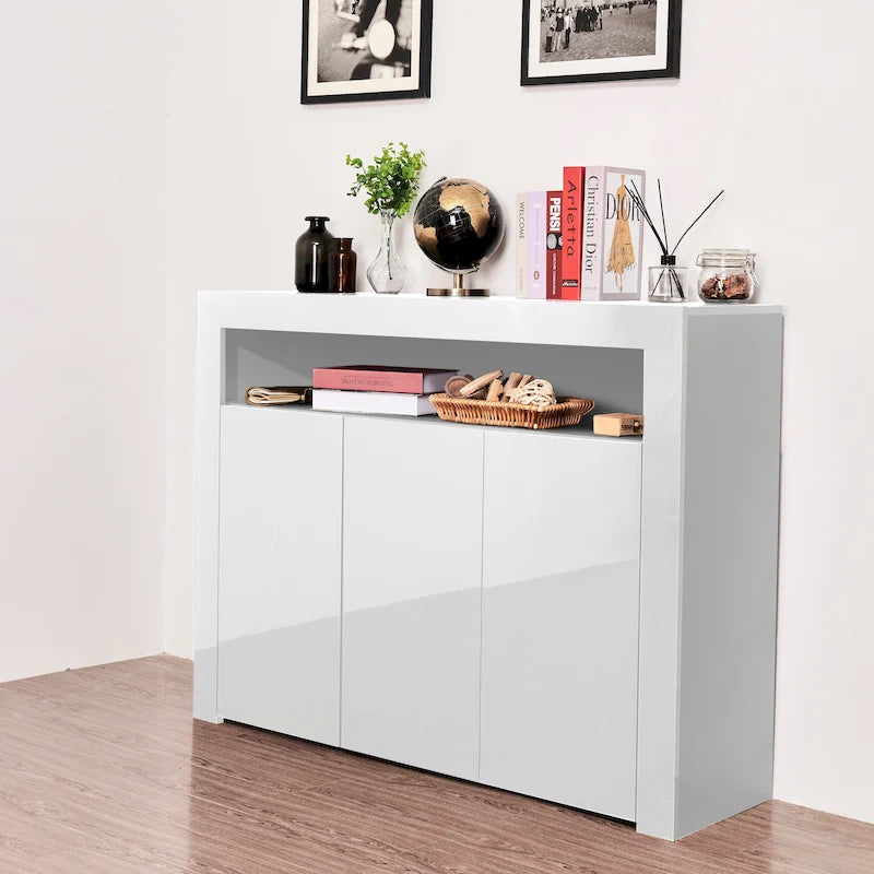 Sideboard Storage Cabinet High Gloss with LED Light