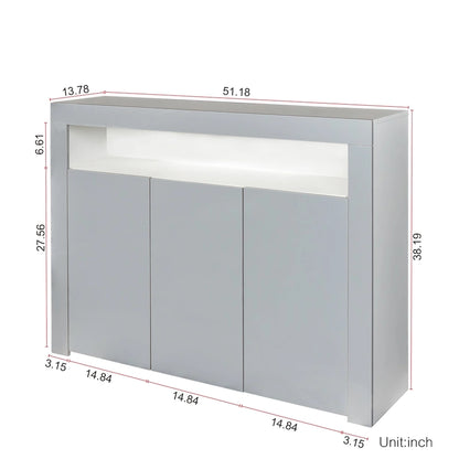 Sideboard Storage Cabinet High Gloss with LED Light