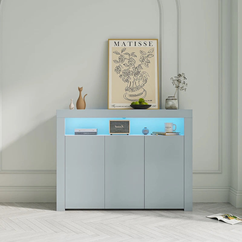 Sideboard Storage Cabinet High Gloss with LED Light