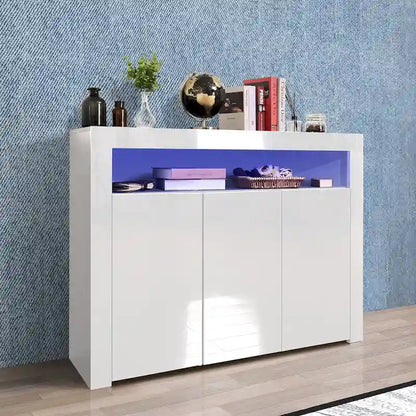 Sideboard Storage Cabinet High Gloss with LED Light