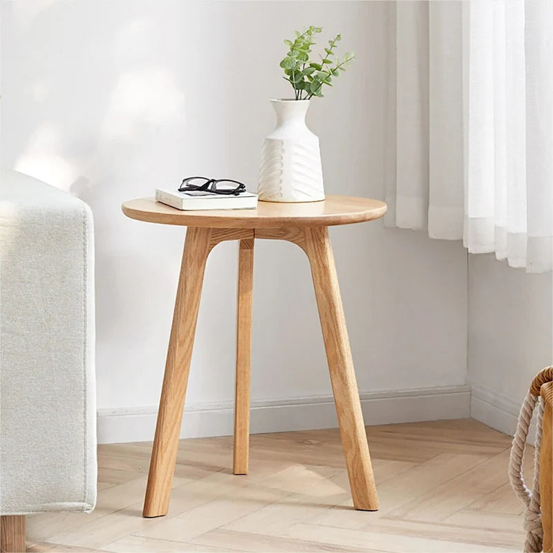 Oak Round Solid Wood End Table
