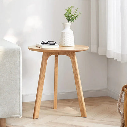 Oak Round Solid Wood End Table