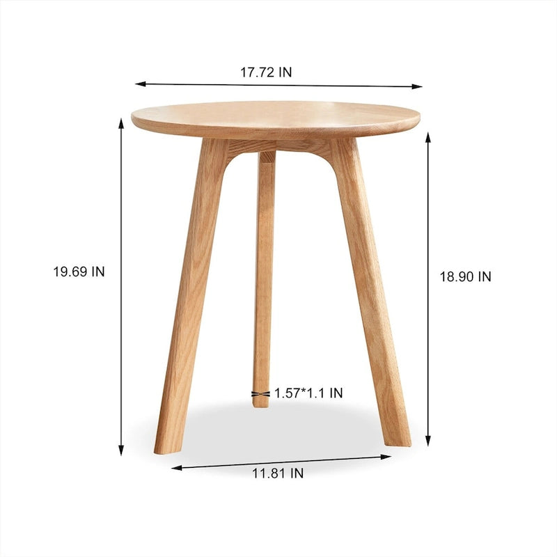 Oak Round Solid Wood End Table