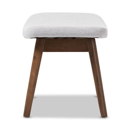 Light Grey Polyester Footstool with Walnut Frame, 1-Seat