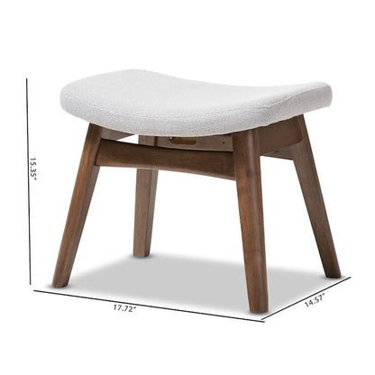 Light Grey Polyester Footstool with Walnut Frame, 1-Seat