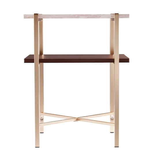 SEI Furniture Aldea Square Faux Marble Side Table w/ Storage