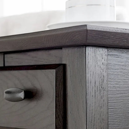 Brown / Grey / Beige Narrow Side End Table with Drawer and Shelf