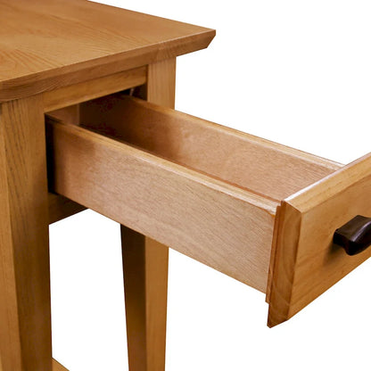 Brown / Grey / Beige Narrow Side End Table with Drawer and Shelf