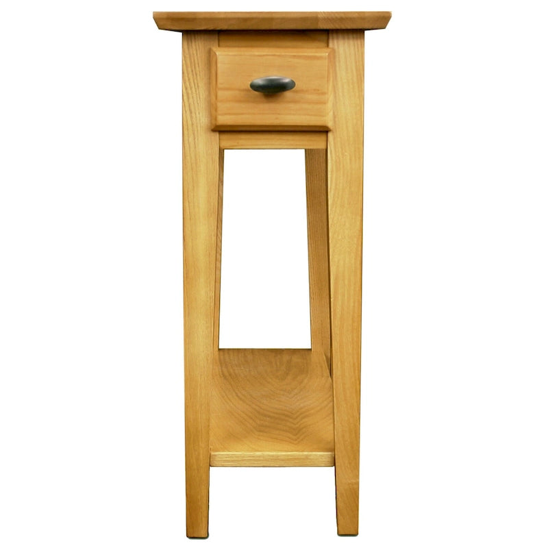 Brown / Grey / Beige Narrow Side End Table with Drawer and Shelf
