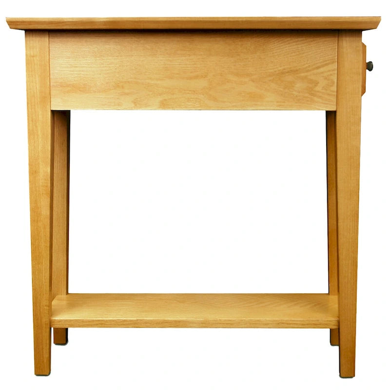 Brown / Grey / Beige Narrow Side End Table with Drawer and Shelf