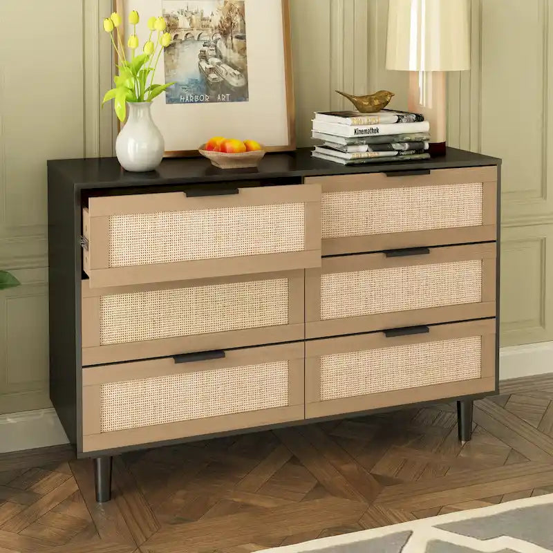 6 drawers Rattan dresser Rattan Drawer, Bedroom,Living Room