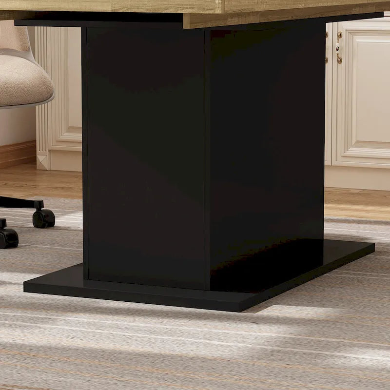 White / Black Extendable Dining Table, I-Shaped Legs, Seats 6–8
