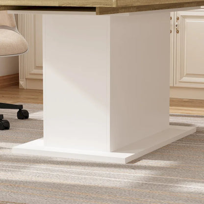 White / Black Extendable Dining Table, I-Shaped Legs, Seats 6–8