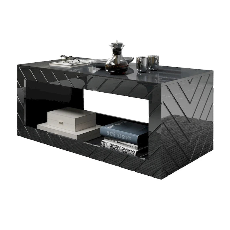 Gray / Black / White High Gloss Modern Coffee Table for 1
