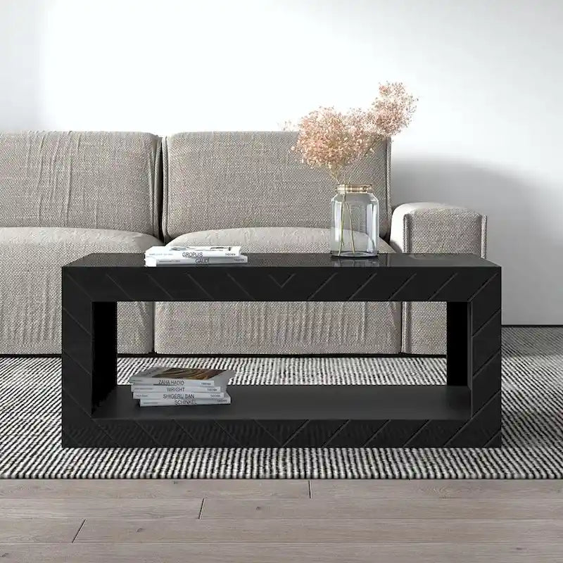 Gray / Black / White High Gloss Modern Coffee Table for 1
