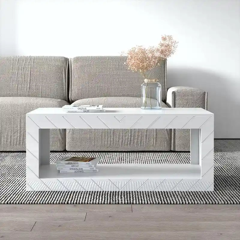 Gray / Black / White High Gloss Modern Coffee Table for 1