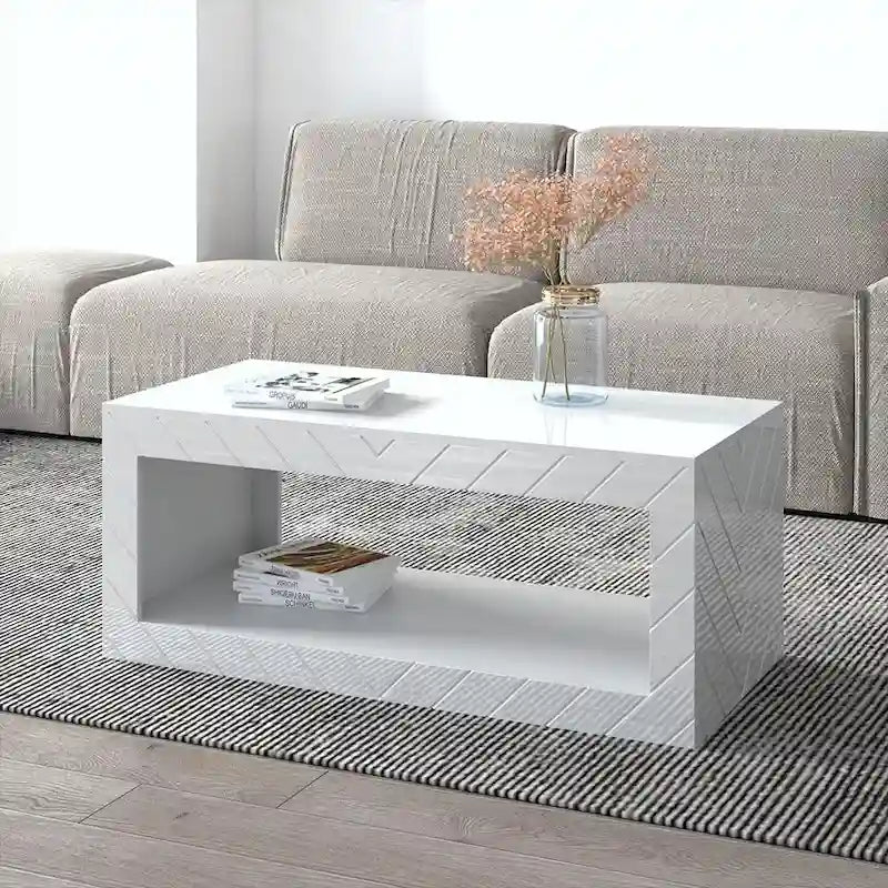 Gray / Black / White High Gloss Modern Coffee Table for 1