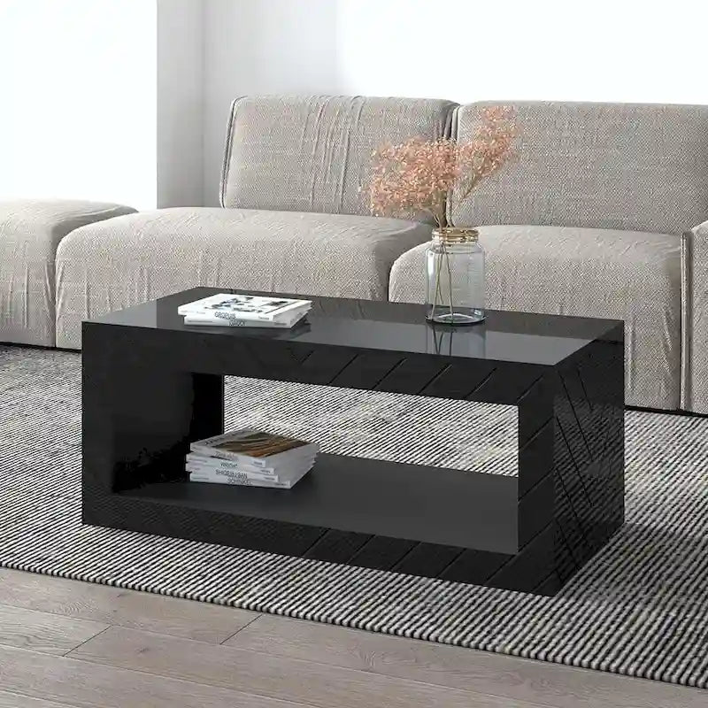 Gray / Black / White High Gloss Modern Coffee Table for 1