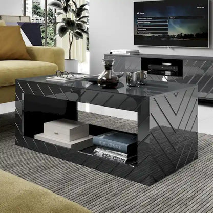 Gray / Black / White High Gloss Modern Coffee Table for 1