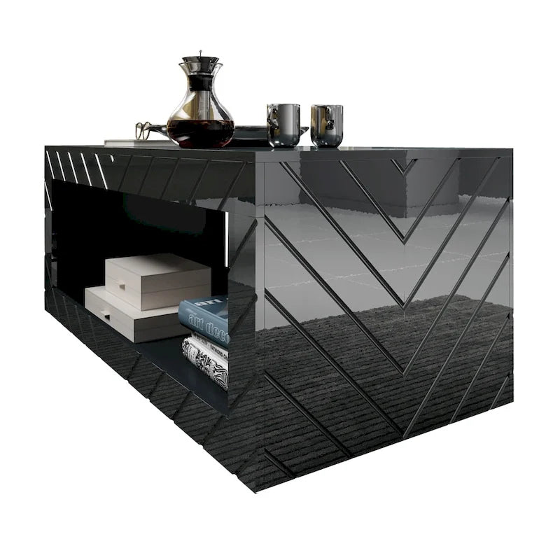 Gray / Black / White High Gloss Modern Coffee Table for 1