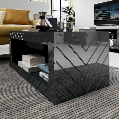 Gray / Black / White High Gloss Modern Coffee Table for 1