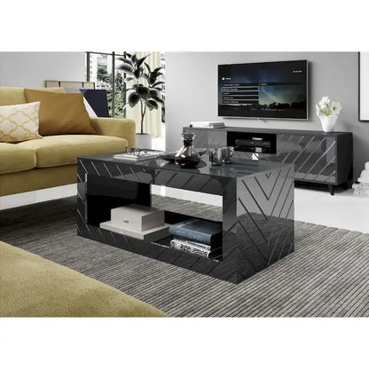 Gray / Black / White High Gloss Modern Coffee Table for 1