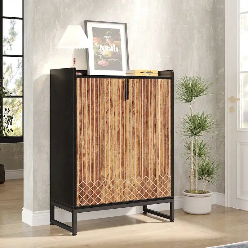 5-Tier Double-Door Shoe Cabinet – White / Brown / Rustic Brown / Grey, Holds 25 Pairs