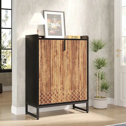 5-Tier Double-Door Shoe Cabinet – White / Brown / Rustic Brown / Grey, Holds 25 Pairs