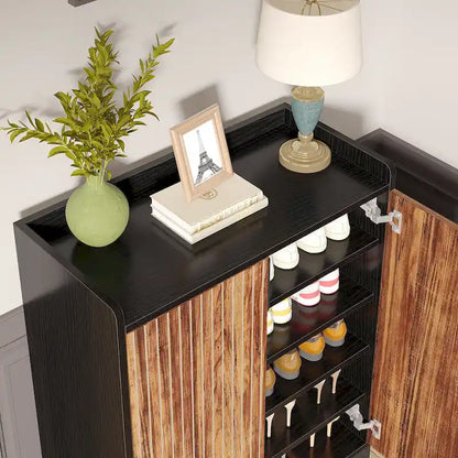 5-Tier Double-Door Shoe Cabinet – White / Brown / Rustic Brown / Grey, Holds 25 Pairs