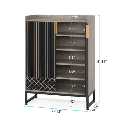 5-Tier Double-Door Shoe Cabinet – White / Brown / Rustic Brown / Grey, Holds 25 Pairs