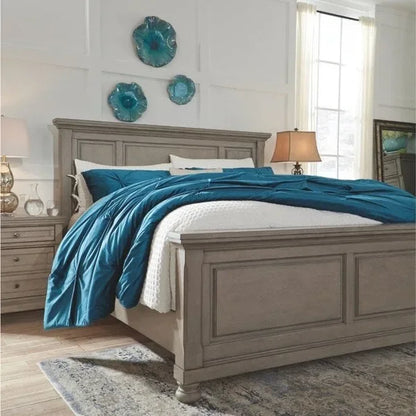 Light Grey Traditional Panel Bed – 1-2 Person, Queen / King / Cal King